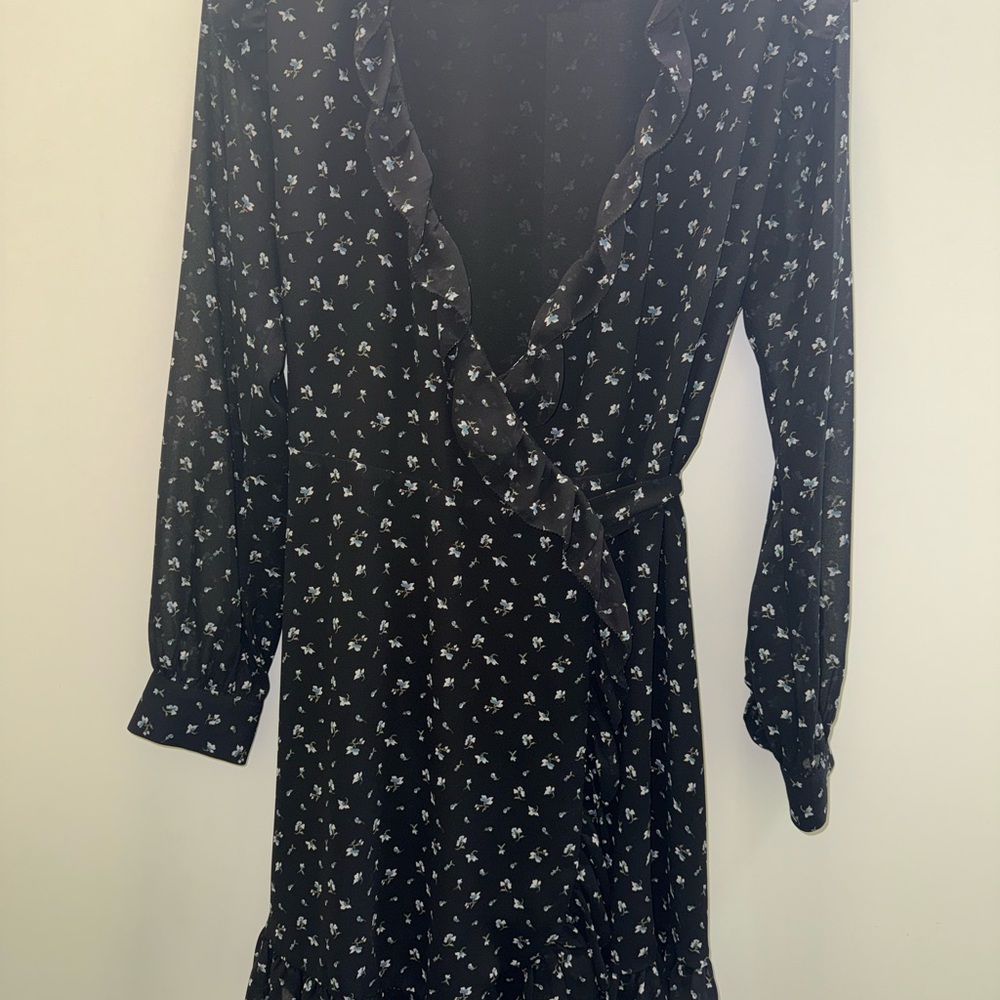 Michael Kors Black Floral Long Sleeve Dress